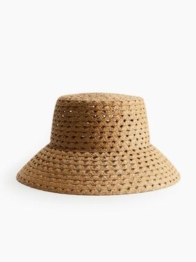 Women’s Woven Straw Bucket Hat in Natural Brown